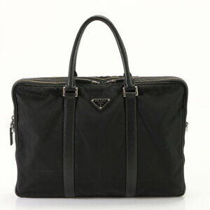 Prada Tessuto Nylon Triangle Logo Leather Business Bag Briefcase Tote